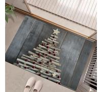 GDJSMIN Door Mats Indoor,60 x 90 cm Doormats, Birch Branches Christmas Tree Pattern Inside Absorbent Non Slip Low Profile Front Door Mat,Washable for Entrance, Kitchen Pets and Dogs, Grey