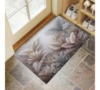 GDJSMIN Door Mats Indoor,80 X 120 cm Doormats Palm Leaf Pattern Inside Absorbent Non Slip Low Profile Front Door Mat Washable For Entrance, Kitchen Pets And Dogs, Taupe