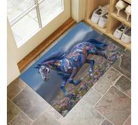 GDJSMIN Door Mats Washable,40 X 60 cm Indoor Non-Slip Dirt Trapper Floor Mat, Horses Running On The Grass Inside Front Door Mats,Low Profile Mat For Kitchen,Garden,Hall Entryway