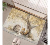 GDJSMIN Door Mats Washable,80 X 120 cm Indoor Non-Slip Dirt Trapper Floor Mat, Cute Hedgehog And Squirrel Patterns Inside Front Door Mats,Low Profile Mat For Kitchen,Garden,Hall Entryway