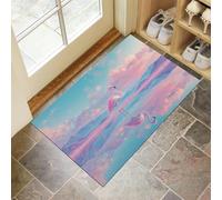 GDJSMIN Door Mats Washable,90 X 150 cm Indoor Non-Slip Dirt Trapper Floor Mat, Flamingo Reflections On The Lake Inside Front Door Mats,Low Profile Mat For Kitchen,Garden,Hall Entryway