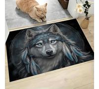GDJSMIN Entryway Rug Indoor Door Mat,Light Gray Washable Area Rugs For Kitchen Bathroom Mat, Retro Floral Style Low Pile Rug,Orange Flower Pattern Non-Slip Bedroom Carpet For Front Door,40 X 60 Cm