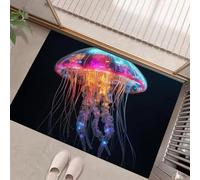 GDJSMIN Entryway Rug Indoor Door Mat,Pink Washable Area Rugs For Kitchen Bathroom Mat, Future Technology Low Pile Rug,Bioluminescent Jellyfish Non-Slip Bedroom Carpet For Front Door,80 X 120 Cm