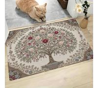 GDJSMIN Ethnic Style Door Mat,Floral Tree Patterns Doormat Welcome Front Door Mat Cream Non Slip Doormat For Front Porch, Entryway, Indoor Outdoor Holiday Xmas Decor, 40 x 60 cm