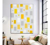 GDJSMIN Frameless Geometric Square Elements Wall Art Decor,Modern Minimalist Style Yellow Gray Canvas Wall Art For Bedroom Living Room Decor 70×100 Cm