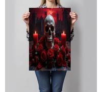 GDJSMIN Gothic Castle Skull Rose And Candle Elements Canvas Wall Art 80×120 Cm Unframed Wall Art Prints For Living Room Bedroom Modern Home Walls Decor Canvas Poster
