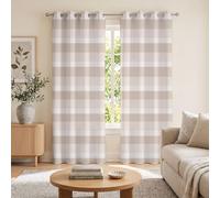 GDJSMIN Horizontal Stripe Design Blackout Curtains, Nordic Minimalism Window Curtains, Aesthetic Grommet Window Drapes for Bedroom Living Room Set of 2 Panels 52 x 84 Inch,Beige