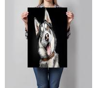 GDJSMIN Husky Portrait Canvas Wall Art, Animal Illustrations Wall Decor Poster Prints, Canvas Unframe Prints Room Decor For Living Room Bathroom Bedroom Home 80×120 Cm