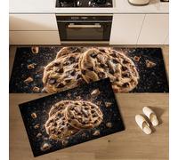 GDJSMIN Kitchen Rug Set 2 Piece,Realistic Style Non Slip Washable Kitchen Mat, Chocolate Chip Cookies Home Decoration Floor Mats For Dining Room Corridors, 50×80Cm+50×120Cm