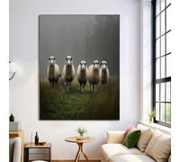 GDJSMIN Large Realistic Style Painting Art Fog Grass Sheep Pattern Poster Canvas Painting For Living Room Wall Art Pictures Home Decorative Frameless (30×40 cm)