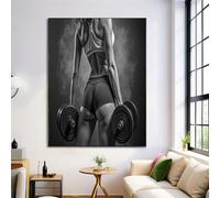 GDJSMIN Large Sports Texture Dumbbells Fitness Women Poster Canvas Painting For Living Room Wall Art Pictures Home Decorative 40×50 Cm Frameless,Grey