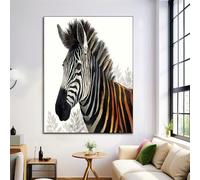 GDJSMIN Large Watercolor Animal Design Painting Art Cute Zebra Head Texture Poster Canvas Painting For Living Room Wall Art Pictures Home Decorative Frameless (80×120 cm)