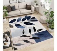 GDJSMIN Low Pile Area Rugs - Modern Indoor Navy blue plant leaves Rugs for Living Room, Bedroom, Dining Room, Entryway - Non-Shedding 120 x 180cm