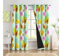 GDJSMIN Mango Papaya Patterns Curtains Eyelet Soft Thermal Insulated Blackout Curtains Tropical Fruits Ring Top Window Drapes for Bedroom Living Room 46 x 72 Inch 2 Panels