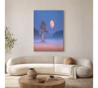 GDJSMIN Misty Forest A Lone Tree A Full Moon And Mountain Peaks Canvas Wall Art 60×90 Cm Unframed Wall Art Prints For Living Room Bedroom Modern Home Walls Decor Canvas Poster