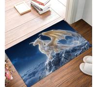 GDJSMIN Mysterious Creature Door Mats Indoor, Washable Soft Doormats,Bailong Snow Mountain Entrance Mat Ultra Thin Low-Pile Entry Rug for Bedroom Kitchen Hallway,80 x 120 cm, Silver-White