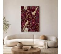 GDJSMIN Peony Paradise Flycatcher Wall Art Chinese-Style Plants Canvas Prints Claret Posters Modern Artwork Wall Pictures For Bedroom Living Room Office Decor 40×50 Cm Unframed