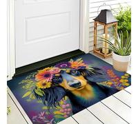 GDJSMIN Pink Jellyfish Entryway Rug Indoor Door Mat, Washable Low Pile Marine Life Rug, Non-Slip Bedroom Carpet For Front Door Entrance Welcome Mat, 90 X 150 Cm, Purple-Yellow