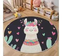 GDJSMIN Pink Rugs Living Room Round Large Rug,Non-Slip Carpet Rugs For Bedroom,3D Cartoon Style Illustration Washable Rug For Rooms (180Cm,Cute Camel)