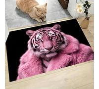 GDJSMIN Pink Tiger Black Spot Washable Entryway Rug - Pink Soft Pop Art Bathroom Rug Non-Slip Front Door Mat Indoor Entrance Thin 80 x 120 cm Accent Throw Rugs for Kitchen Bedside