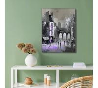 GDJSMIN Retro Impressionist Style Canvas Wall Art for Home Decor Modern Bathroom Office Wall Decors Paintings Paris Street Scene Pictures Artwork Print Home Decor 50×70 cm