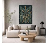 GDJSMIN Retro Plants Decoration Poster, Palm Leaf Beetle Decoration Painting, Printed Poster On The Background Wall Of The Living Room, Frameless (Dark Green,40×50 cm)