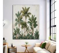 GDJSMIN Retro Tropical Plants Wall Art Print, Tall Palm Trees Wall Art Poster For Bedroom Living Room Decor, 80×120 Cm,Unframed Canvas Painting For Home Decorative,Sage Green