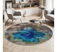GDJSMIN Round 3D Optical Illusion Cave Rug for Living Room, Machine Washable Rug Non-Slip, Low Pile & Non-Shedding, Ancient Blue Pool Carpets for Bedroom Lounge, 160cm, Brown