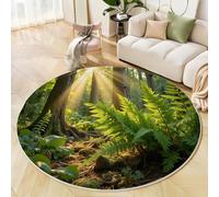 GDJSMIN Round Area Rug 90Cm Soft Circle Carpet Rug Short Pile Non Slip Washable Tall Trees Floor Round Rugs For Living Room Bedroom(Green Forest Scene)