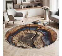 GDJSMIN Round Natural Aesthetics Rug for Living Room, Machine Washable Rug Non-Slip, Low Pile & Non-Shedding, Old Tree Stump Crack Design Carpets for Bedroom Lounge, 180cm, Light Brown