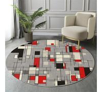 GDJSMIN Round Rugs 120Cm Circle Washable Area Rugs For Living Room Simple Line Outline Soft Low-Pile Carpets With Non-Slip Backing Modern Design Pattern Carpet For Kid’S Bedroom Nursery,Grey