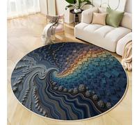 GDJSMIN Round Rugs 150Cm Circle Washable Area Rugs For Living Room Complex Geometric Shapes Soft Low-Pile Carpets With Non-Slip Backing Artistic Style Carpet For Kid’S Bedroom Nursery,Grey