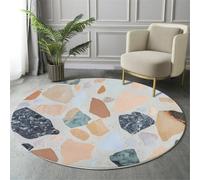 GDJSMIN Round Rugs 60Cm Circle Washable Area Rugs For Living Room Terrazzo Pattern Soft Low-Pile Carpets With Non-Slip Backing Marble Chip Design Carpet For Kid’S Bedroom Nursery,Blue