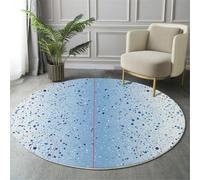 GDJSMIN Round Rugs 80Cm Circle Washable Area Rugs For Living Room Terrazzo Pattern Soft Low Pile Carpets Non-Slip Backing Ice Hockey Rink Illustration Carpet For Kid Bedroomblue And White