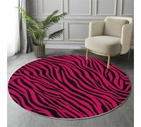 GDJSMIN Round Rugs 80Cm Circle Washable Area Rugs For Living Room Zebra Pattern Soft Low Pile Carpets Non-Slip Backing Realistic Animal Texture Carpet For Kid Bedroompink