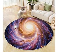 GDJSMIN Round Rugs Circle Washable Area Rugs For Living Room Dynamic Spiral Galaxy Soft Low-Pile Carpets With Non-Slip Backing Cosmic Milky Way Carpet For Kid’S Bedroom Nursery,Blue-Purple
