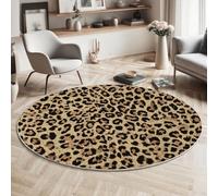 GDJSMIN Rugs Living Room Round 200Cm Leopard Spot Pattern Washable Circle Area Rugs, Animal Texture Bedroom Carpet Round Short Pile Anti Slip For Dining Room Sofa