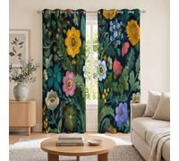 GDJSMIN Rustic Retro Floral Blackout Curtain With Eyelet