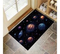 GDJSMIN Science Fiction Theme Door Mat - Non-Slip Washable Doormat, Universe Planetary Scene Welcome Dirt Trapper,Water Absorbent Floor Mat for Indoor/Outdoor Use,Kitchen (Dark Blue, 40 x 60 cm)