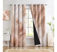 GDJSMIN Super Soft Tropical Palm Leaves Thermal Insulated Blackout Curtains King Protea Marble Window Treatment Eyelet Blackout Curtains for Bedroom 46 x 72 Inch Rose Gold Two Panels