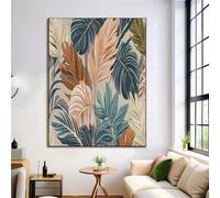 GDJSMIN Tropical Leaf Illustration Wall Art Decor,Monstera Leaf Design Canvas Painting,60×90 Cm Poster Artwork For Wall Home Bathroom Bedroom Living Room, Unframed,Terracotta