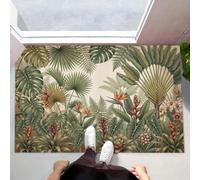 GDJSMIN Tropical Rainforest Door Mat 40 x 60 cm Entryway Rug | Machine Washable Non Slip Doormat Monstera Deliciosa Palm Leaf Soft Low-Pile Thin Carpet for Living Room Bedroom Bathroom Olive Green