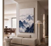 GDJSMIN UnFramed Canvas Wall Art 60×90 cm Ink Painting Mist Cedar Walls Canvas Pictures for Living Room Bedroom Hallway Wall Decoration Prints Indigo