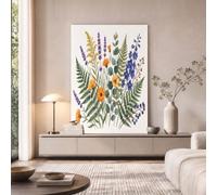 GDJSMIN Unframed Daisy Delphinium Wall Art For Living Room | Big Canvas Prints Paintings Artwork For Walls,Wildflowers In The Countryside Pictures For Hallway Office Wall Decor 60×80 cm