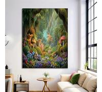 GDJSMIN Wall Art Frameless Canvas - Weeping Willow Mushroom Elements Painting For Bedroom Decor, Fantasy Forest Scene Canvas Wall Art For Living Room, Hallway Or Office, 30×40 Cm
