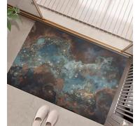 GDJSMIN Washable Door Mat For Entryway 60 X 90 cm,Turquoise Abstract Art Door Rugs For Front Back Doors Short Pile,Abstract Patina Texture Machine Washable Kitchen Rug Non Slip Bath Rug