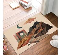 GDJSMIN Washable Door Mats Indoor | Modern Abstract Non-Slippery Front Door Mat - Arch Mountain Moon Dust Grabbing Doormats - Beige, 80 x 120 cm