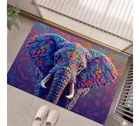 GDJSMIN Washable Door Mats Indoor - Non-Slippery Heavy Duty Front Door Mat - Patterns Elephant Pattern Dust Grabbing Doormats - Wild Animals Absorbent Entrance Mat (Purple, 60 X 90 Cm)