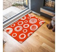GDJSMIN Washable Door Mats Indoor - Non-Slippery Heavy Duty Front Door Mat - White Spiral Circle Dust Grabbing Doormats - Abstract Art Absorbent Entrance Mat (Orange Color, 90 X 150 Cm)