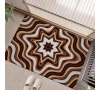 GDJSMIN Washable Mat For Entryway 45 X 75 cm, Brown White Abstract Art Theme Rug For Front Back Door,Short Pile,Geometric Star Pattern Machine Washable Kitchen Non Slip Bath Rug For Bathroom